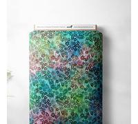 100% Cotton Hand Dyed Indian Bali Batik Printed Vines Floral Design Quilting Craft Dress Quality Sewing Fabric Material | 44" - 112 cm Wide (per Half Metre, Pastel Multi)