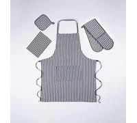 100% Cotton Heat Resistant Stripe Double Oven Glove Mitt for Home Kitchen Restaurant Hot Oven Pots Kitchen Tray Pans,Set of 4-Grey