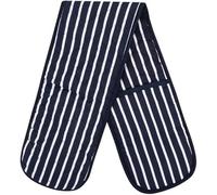 100% Cotton Heat Resistant Stripe Double Oven Glove Mitt for Home Kitchen Restaurant Hot Oven Pots Kitchen Tray Pans-Navy