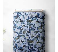 100% Cotton Isumi Japanese Butterfly Design Oriental Metallic Foil Quality Sewing Upholstery Furnishing Fabric Material | 44" - 114 cm Wide (per Metre, White)