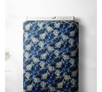 100% Cotton Isumi Japanese Lightening Dragon Design Oriental Metallic Foil Quality Sewing Upholstery Furnishing Fabric Material | 57" - 147 cm Wide (per Metre, Royal Blue)