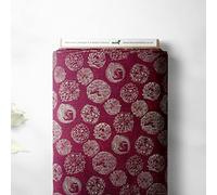 100% Cotton Isumi Japanese Medallions Design Oriental Metallic Foil Quality Sewing Upholstery Furnishing Fabric Material | 57" - 147 cm Wide (per Metre, Maroon)