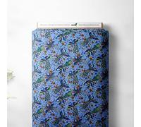 100% Cotton Isumi Japanese Peacock Blossom Design Oriental Metallic Foil Quality Sewing Upholstery Furnishing Fabric Material | 57" - 147 cm Wide (per Metre, Baby Blue)