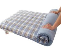 100% Cotton Japanese Futon Mattress 5cm Thick Soft Foldable Bed Washable Cover Single & Double Size for Guests Camping Sofa (Blue-Gray 180 x 200 cm)