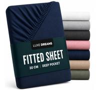 100% Cotton King Fitted Sheet (150x200) cm 12 inches Deep Pocket Navy Blue