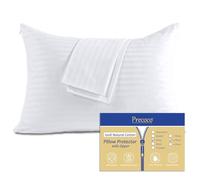 100% Cotton King Pillow Protectors with Zipper, White Pillow Cases King Size Set of 2 for Home & Hotel, Sateen Soft Cooling Hidden Zippered Pillow Case Protector for Hair & Skin, 20x36 in