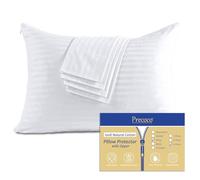 100% Cotton King Pillow Protectors with Zipper, White Pillow Cases King Size Set of 4 for Home & Hotel, Sateen Soft Cooling Hidden Zippered Pillow Case Protector for Hair & Skin, 20x36 in