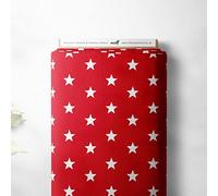 100% Cotton Large Star Twinkle Design Children Kids Craft Quality Fabric Material | 55" - 140 cm Wide (Per Metre, Red)