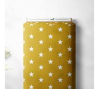 100% Cotton Large Star Twinkle Design Children Kids Craft Quality Fabric Material | 55" - 140 cm Wide (Per Half Metre, Mustard Gold)