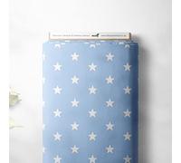 100% Cotton Large Star Twinkle Design Children Kids Craft Quality Fabric Material | 55" - 140 cm Wide (Per Half Metre, Light Blue)