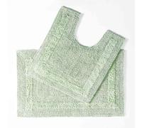 (Sage Green) Homescapes Luxury Reversible Cotton Bath Mat Set