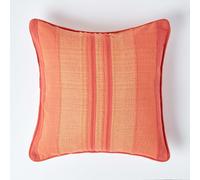 HOMESCAPES Morocco Striped Cushion Cover 24 x 24 Inches Orange Terracotta Rust 100% Cotton Cover Coordinating with Morocco Throws & Curtains Easy care Washable at home
