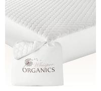 100% Cotton Organic Mattress Pad - Breathable & Cooling Mattress Protector Full Size - Premium 300GSM Quilted and Noiseless Machine Washable Organic Mattress Protector (White, Full)