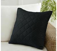 100% Cotton Pillows Cover Pack of 2 & 4, Luxury Quilted Zipped Pillow Protectors (4, Black)