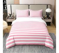 100% Cotton Pink Striped Duvet Cover for Kids Girls Red White Stripe Bedding Set King Farmhouse Ticsuper King Stripes Women Comforter Cover Decor Horizontal Stripes Geometric Lines Quilt Cover