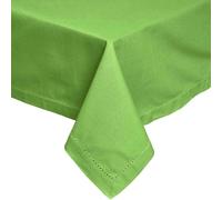 HOMESCAPES Green Table Cloth, Plain Cotton Round Tablecloth, Handcrafted & Durable Dining Table Cover with Hem Stitch, Hypoallergenic, Washable, Lime Green - 178cm