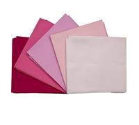 100% Cotton Plain Percale 5 Pack Designer Fat Quarter Bundle FQ Fabric Packs Quilting Patchwork Craft Sewing Material | 19" x 20" (50cm x 52cm) (Pretty Pinks)