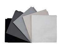 100% Cotton Plain Percale 5 Pack Designer Fat Quarter Bundle FQ Fabric Packs Quilting Patchwork Craft Sewing Material | 19" x 20" (50cm x 52cm) (Monochrome)
