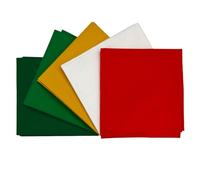 100% Cotton Plain Percale 5 Pack Designer Fat Quarter Bundle FQ Fabric Packs Quilting Patchwork Craft Sewing Material | 19" x 20" (50cm x 52cm) (Feeling Festive)