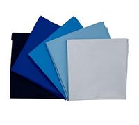 100% Cotton Plain Percale 5 Pack Designer Fat Quarter Bundle FQ Fabric Packs Quilting Patchwork Craft Sewing Material | 19" x 20" (50cm x 52cm) (Feeling Blue)
