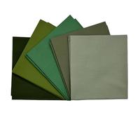 100% Cotton Plain Percale 5 Pack Designer Fat Quarter Bundle FQ Fabric Packs Quilting Patchwork Craft Sewing Material | 19" x 20" (50cm x 52cm) (Green with Envy)