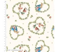 100% Cotton Poplin Christmas Fabrics - Peter Rabbit Holly Berry Jolly Poinsettia Foliage Joy Ivy Cosy Xmas - Sewing Quilting Dress Fabric - Simply Sew Crafty™(Peter Rabbit - Christmas Love, 1 Metre)
