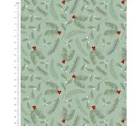 100% Cotton Poplin Christmas Fabrics - Peter Rabbit Holly Berry Jolly Poinsettia Foliage Joy Ivy Cosy Xmas - Sewing Quilting Dress Fabric - Simply Sew Crafty™(Poinstettia - Berry & Holly,1 Metre)