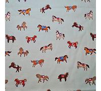 100% Cotton Poplin Daisy Flower Print Fabric Dress Craft Soft Fabric 58" (Multi Horse Mint, 1 Meter)