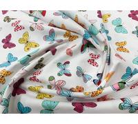 100% Cotton Poplin Fabric - Beautiful Butterfly Print on Ivory Background - Craft Fabric Material by The Metre (CP0704IVO)