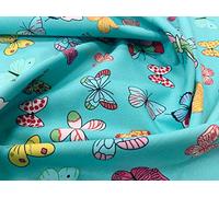 100% Cotton Poplin Fabric - Beautiful Butterfly Print on Mint Green Background - Craft Fabric Material by The Metre (CP0704MINT)