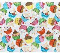 100% Cotton Poplin Fabric - Cute Cupcakes on Cream - Craft Fabric Material by The Metre (CP0874CRE)