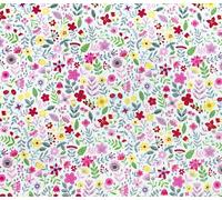 100% Cotton Poplin Fabric - Pink & Yellow Spring Ditsy Floral Print - Craft Fabric Material by The Metre (CP0872PINK)