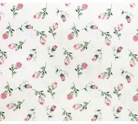 100% Cotton Poplin Fabric - Pretty Pink Rose Bud Floral Print on Ivory - Craft Fabric Material by The Metre (CP0456IVORY)