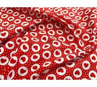 100% Cotton Poplin Fabric - Red & White Love Hearts on Red - Craft Fabric Material by The Metre (CP0883)