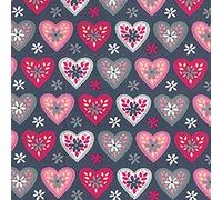 100% Cotton Poplin Fabric Rose & Hubble Floral Love Hearts Ditsy Daisies - Grey (Price Per Metre)