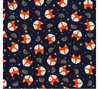 100% Cotton Poplin Fabric Rose & Hubble Fox Tossed Foxes Stars - Navy (Price Per Metre)