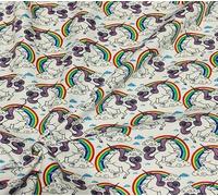 100% Cotton Poplin Fabric - Rose & Hubble - Unicorn and Rainbow (1 Metre Ivory)