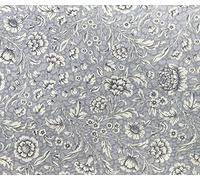 100% Cotton Poplin Fabric - Silver Grey & White Small Floral Print - Craft Fabric Material by The Metre (CP0722SIL)