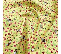 100% Cotton Poplin Fabric - Strawberries & Bumble Bees on Yellow - Craft Fabric Material by The Metre (CP0867YELLOW)