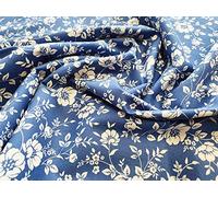 100% Cotton Poplin Fabric - White Flower Print on Copen Blue Background - Craft Fabric Material by The Metre (CP0742COPEN)