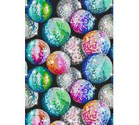 100% Cotton Poplin Metallic Disco Multi Gold Silver Balls Fabric - Lewis & Irene - Per Metre - Sewing Quilting Dress Fabric - Simply Sew Crafty™(Multi, 1 Metre)