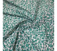 100% Cotton Poplin Printed Fabric - Vintage Floral, Ditsy, Animal, Polka, Stars | Soft & Lightweight Dress & Craft Material | 45" (112cm) Wide | Sold Per Meter (Pre-Cut Lengths) (Green Liberty)