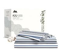 100% Cotton Printed Bed Sheets - Variegated Blue California King Striped Sheet Set - Hotel Luxury Sateen Weave Bedsheets - Deep Pockets - Breathable & Cooling Sheets For Cali Kings Size Bed