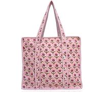100% Cotton Quilted Tote Bag For Women, 18x16 Large Beach Bag With Zipper