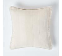 HOMESCAPES Rajput Ribbed Cushion Cover 24 x 24 Inches (60 x 60cm) Natural 100% Cotton Coordinating with Rajput Throws and Curtains Easy care Washable at home