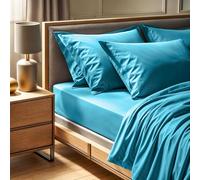 100% Cotton Ranforce Single Fitted Sheet (100 x 200 + 30 cm), Turquoise, 155 Thread Count | Machine Washable at 30°C | Soft & Durable for Comfort
