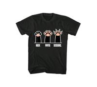 100% Cotton Rock Paper Scissors Hand Game Cute Pink Paw Cat T-Shirt