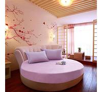 100% Cotton Round Fitted Sheet Set - Non-Slip Mattress Cover for Round Beds Romantic Solid Color 200cm 3-Piece Bedding Essentials for Cozy Bedroom Décor.