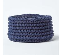 100% Cotton Round Knitted Storage Basket Books & Cloths Storage Handmade Basket