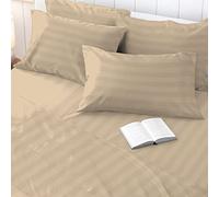 100% Cotton Satin Stripe Taupe Housewife Pillowcases 2 Pack, 300 Thread Count Damask Bedding Long Staple Combed Cotton Sateen Pillow Case 48x74 (Taupe Pillow Cases 2 Pack) - Pizuna